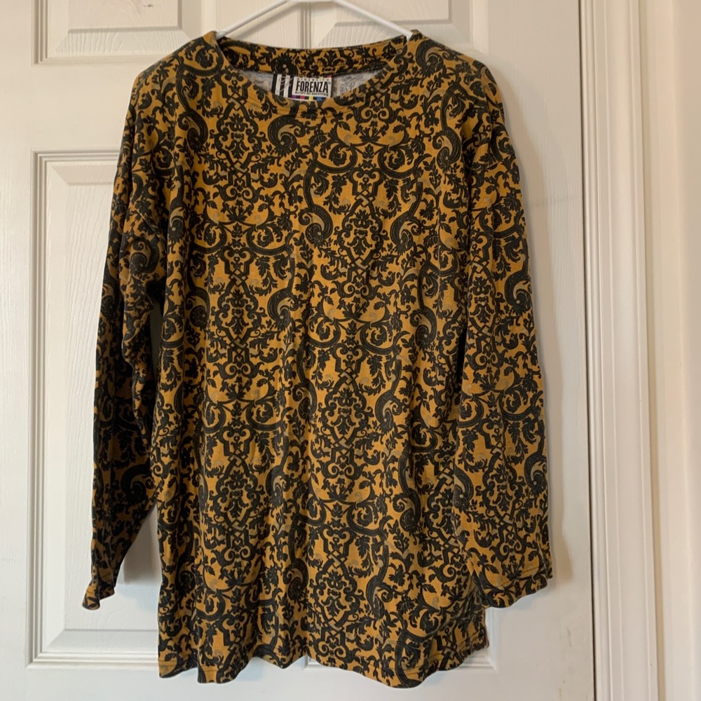 Forenza Orange and Black Pattern Top